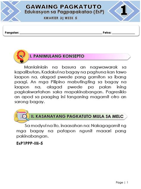 pagreresiklo kahulugan|ESP1 M5 .